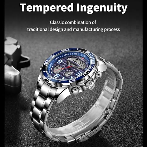 Men Luxury Dual Display Luminous Waterproof Analog Quartz - Product Imagery