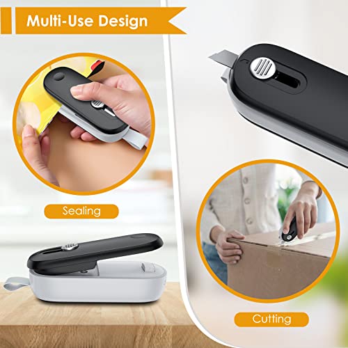 FEPPO Mini Bag Sealer, 2 in 1 Heat Sealer with Cutter, Portable - Product Imagery