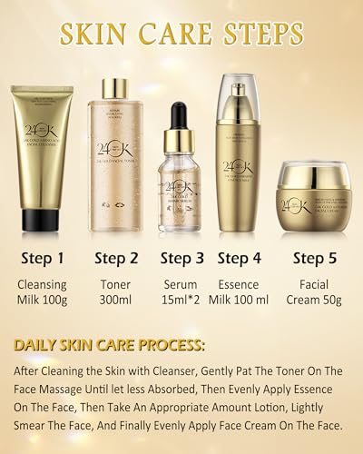 Skin Care Toiletry Kit, 24K Gold Skin Care Set for Women, - Product Imagery