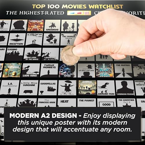 Scratch Off Movie Poster 100 Films IMDB Bucket List Challenge - Product Imagery