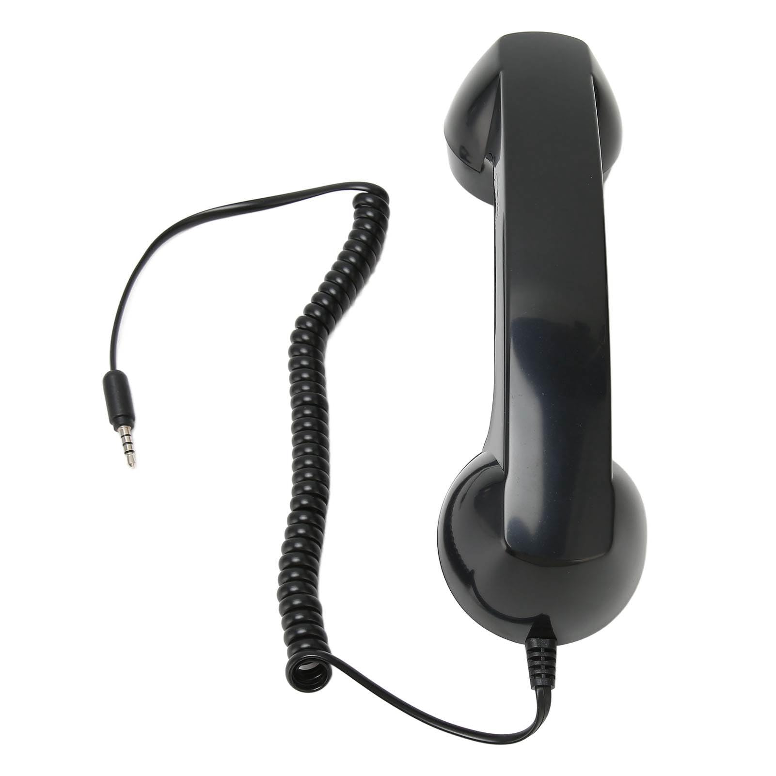 Black Tangxi retro handset receiver for mobile phones and computers, multifunction radiation-proof handheld landline phone accessory.