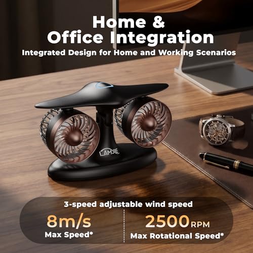 Jet Engine Desk Fan for Office, Rechargeable Table Fan Gift for - Product Imagery