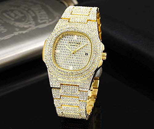 FANMIS Unisex Iced Out Watch Crystal Stainless Steel Band - Product Imagery