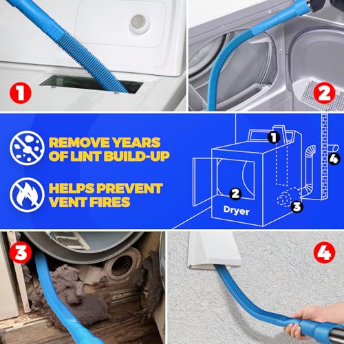 Holikme Dryer Vent Cleaner Kit 2Pack - Lint Vacuum Attachment & - Product Imagery