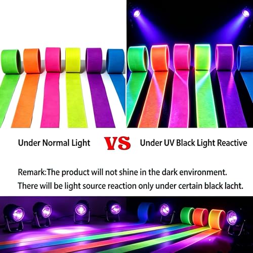 6 Rolls 600 Feet Neon Crepe Paper Streamers, UV Black Light - Product Imagery