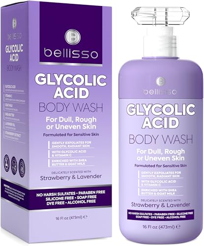 BELLISSO Glycolic Acid Body Wash - Exfoliating AHA Liquid Soap... - Product Imagery