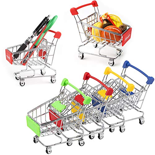 Mini Shopping Cart, Red Handle & Sign - Product Imagery
