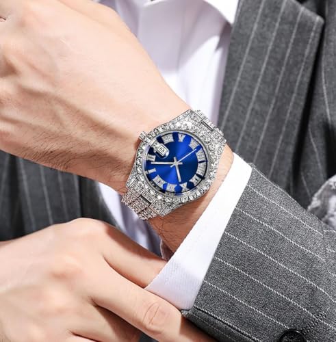 SENRUD Unisex Crystal Watch Luxury Stainless Steel Iced-Out - Product Imagery