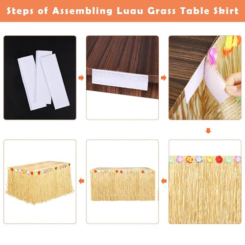 Luau Grass Table Skirt, Straw Yellow, 9 Feet x 29.5 Inch - Product Imagery