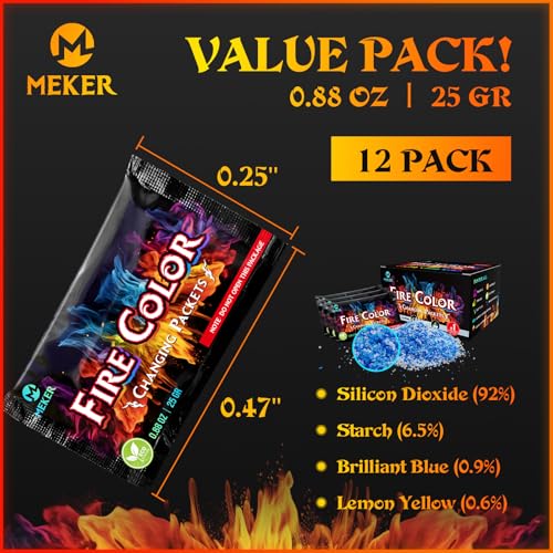 MEKER Fire Color Changing Packets - Fire Pit, Campfires, Outdoor - Product Imagery