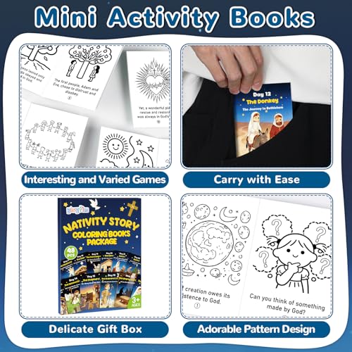 48 PCS Mini Christian Nativity Story Coloring Books Bulk - Product Imagery