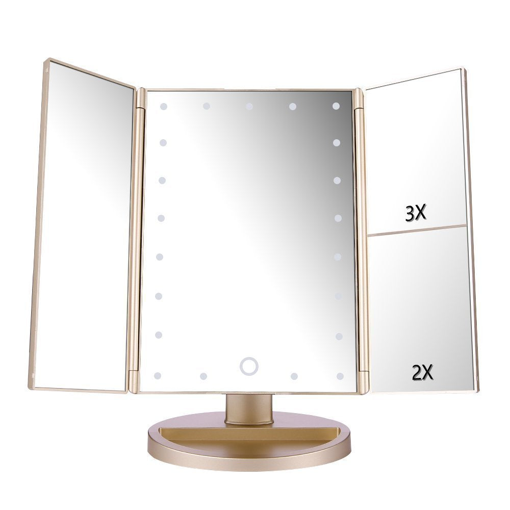deweisn Dresser Mount Tri Fold Lighted Vanity Mirror with 21 - deweisn Official Imagery - 8