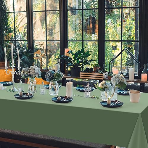 3Pack Sage Green Plastic Tablecloths for Rectangle Tables, Light - Product Imagery