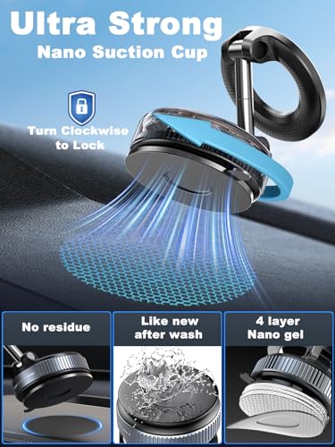 snanlen Upgraded 360° Nano Gel Vacuum Magnetic Phone Holder, Car - Product Imagery