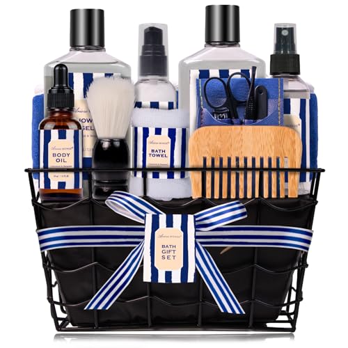 10pc Cedar Bergamot Spa Gifts for Men Spa Baskets Care - ArioseMonde Official Imagery - 1