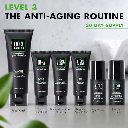 Tiege Hanley Anti-Aging Men's Skin Care Set, 30-Day, 6 Piece Kit - Product Imagery