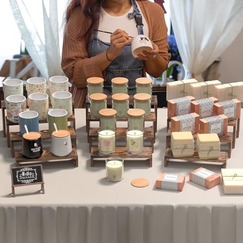 2 Set Wooden Tiered Risers Display Stands for Vendor - Product Imagery