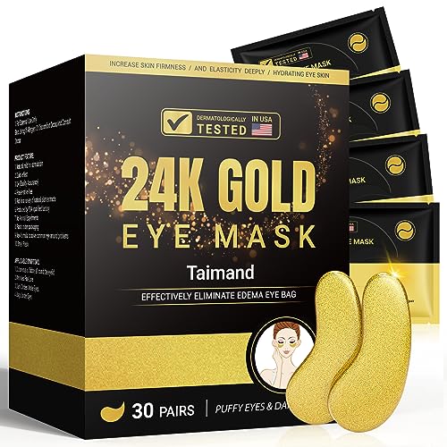 Under Eye Patches (30 Pairs), 24K Gold Eye Mask for Dark Circles - Product Imagery