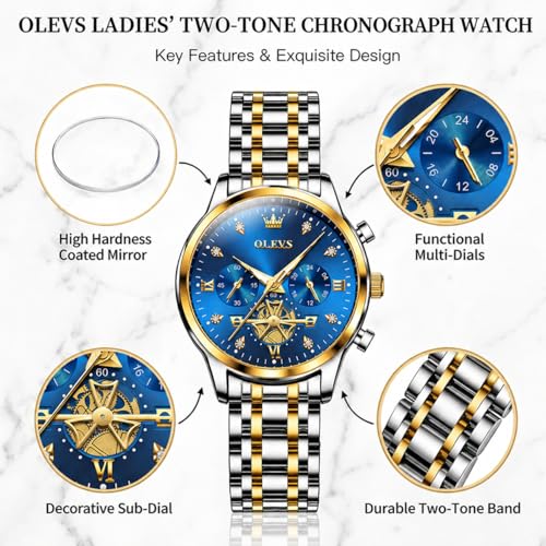 OLEVS Watches for Women Waterproof Luxury Stainless Steel for - Product Imagery