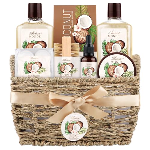 Gift Baskets for Women 9pcs Coconut Bath Set Spa Self Care - ArioseMonde Official Imagery - 1