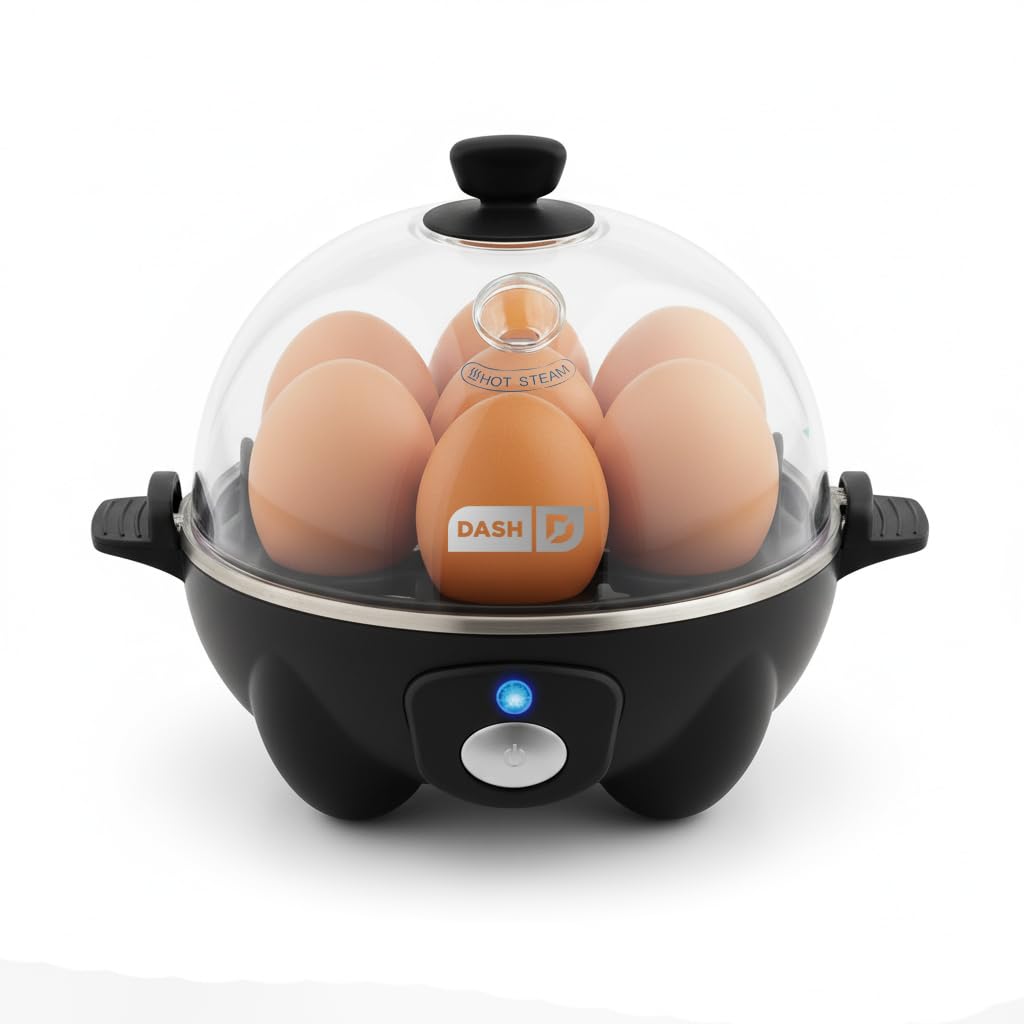 Dash Rapid Egg Cooker, 7 Hard Boiled Eggs, Black by DASH - Angle View 1