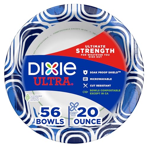 Dixie Ultra Large Paper Bowls 20 Oz, Disposable Bowls, 56 Count - Product Imagery