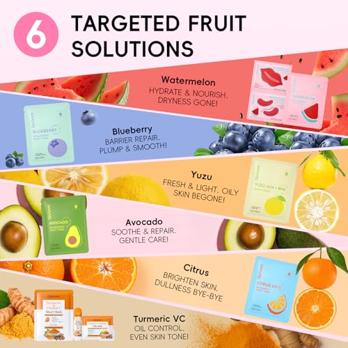 26PCS Face Masks& Lip& Eye Masks Skin Care Set for Women Teens - Product Imagery