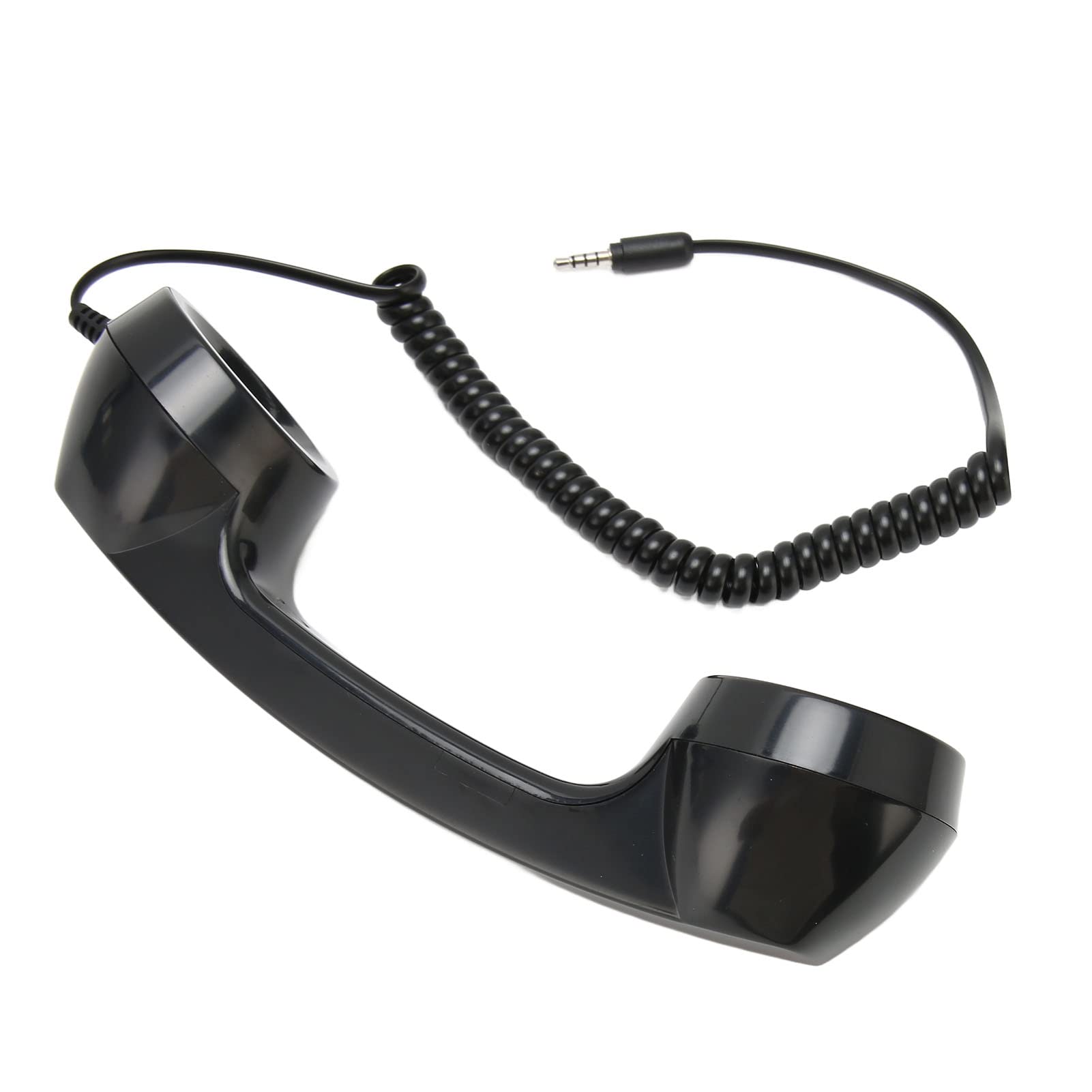 Black retro handset for mobile phones and computers, 3.5mm receiver, radiation-proof handheld phone from Heayzoki.