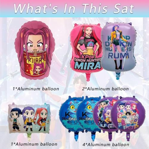 Demon movie Hunters Birthday Decorations, 8PCS Foil Balloons for - Product Imagery