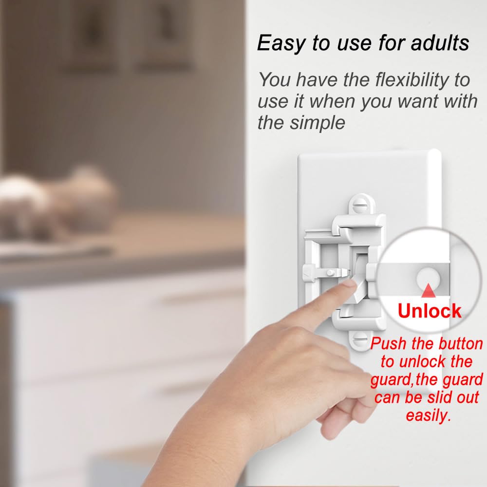WISEFAM Light Switch Guard 4PK, Child Proof Toggle Cover, Keeps L - WISEFAM Official Product View 3