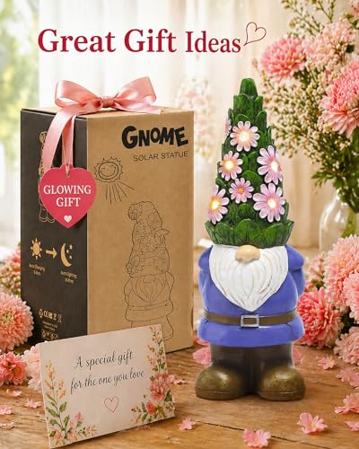 Nacome Solar Garden Outdoor Statues Gnome with Succulent - Product Imagery