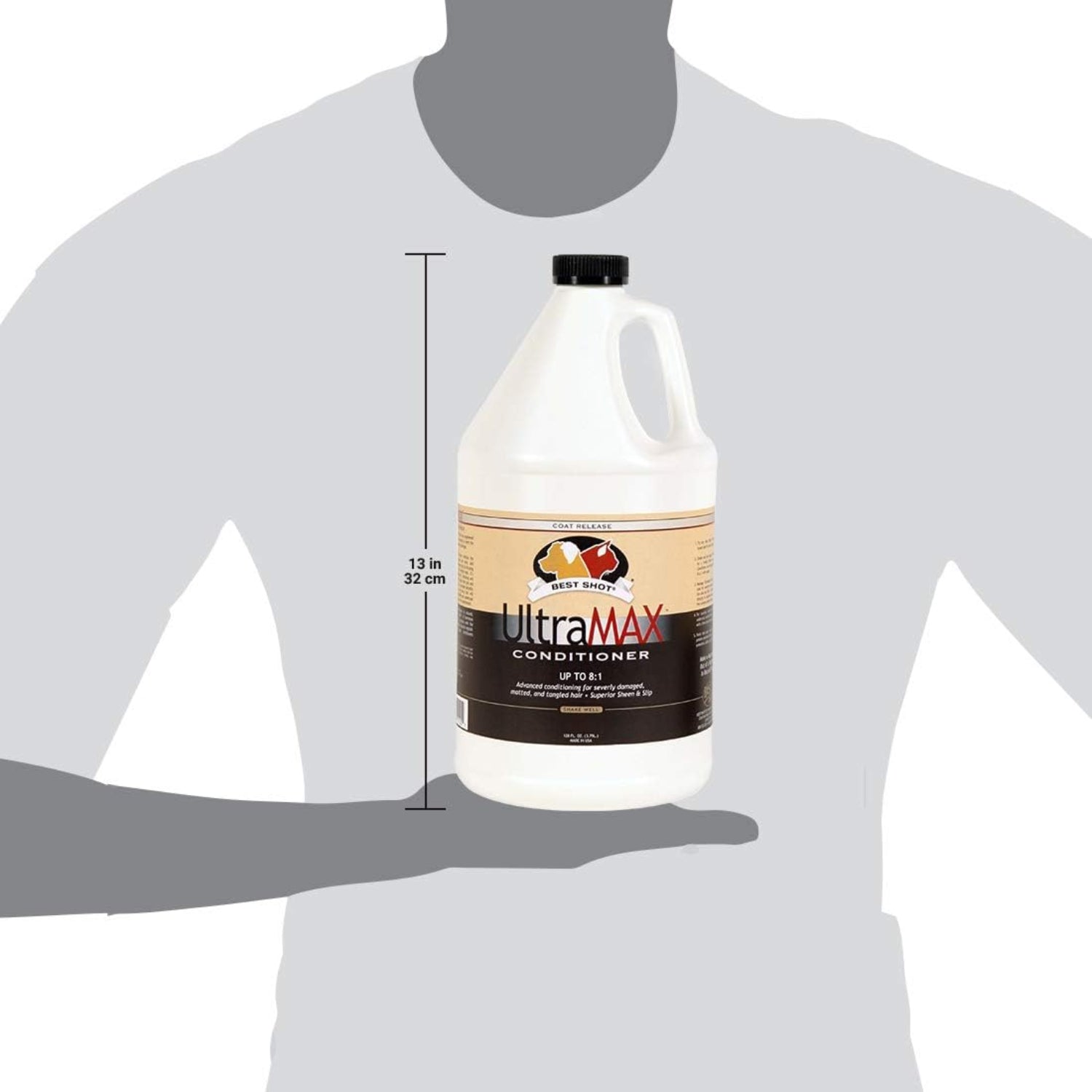 Best Shot UltraMAX Pro Hydrating Conditioner for dogs and cats, showing a bottle with a blue label and pump dispenser.