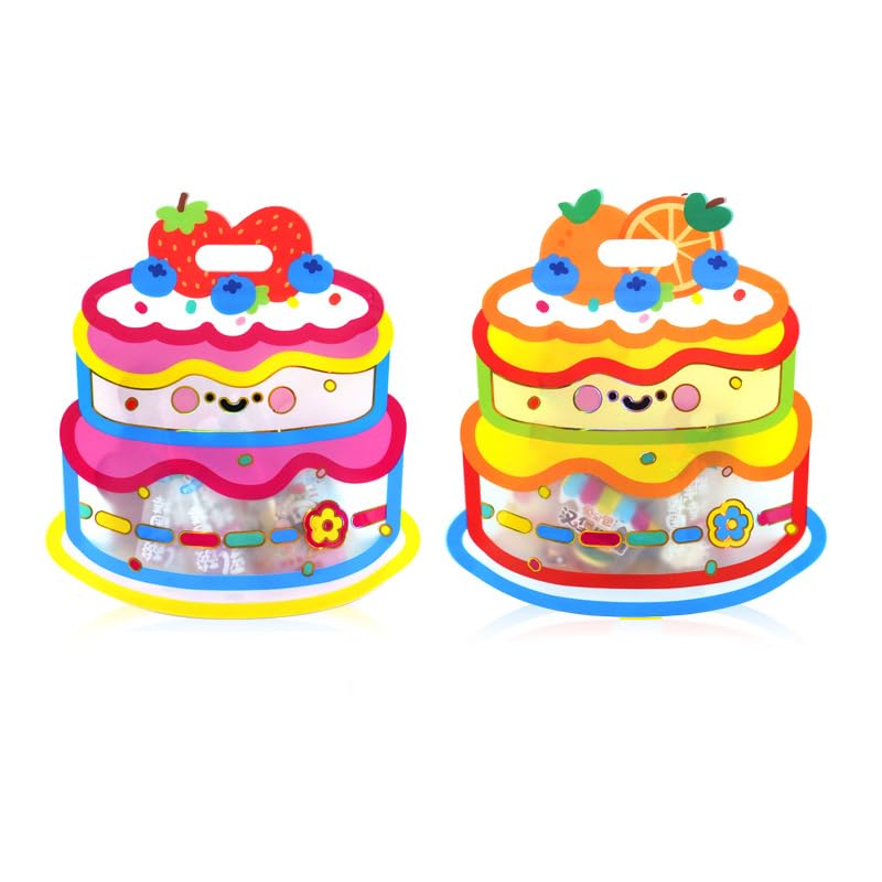 20Pack Cute Cake Shape Gift Bags with Handles Cartoon Plastic - Product Imagery