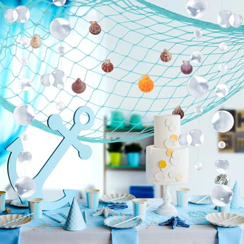 Fishing Net and White Bubble Garlands for Under the Sea Party - Product Imagery