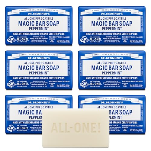 Dr Bronner s Castile Bar Soap for Men Women Peppermint 5 oz - Dr. Bronner's Official Imagery - 1