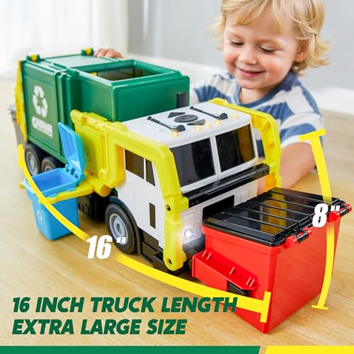 JOYIN Large Friction Powered Garbage Truck Toy Set, Includes 1 - Product Imagery