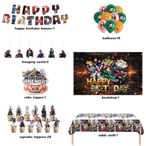 Demon theme party supplies,birthday decorations.Include Birthday - Product Imagery