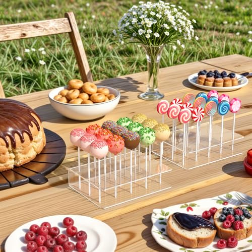 2 Pack Cake Pop Stand with Sticks Kit, Acrylic Lollipop Hold - Product Imagery