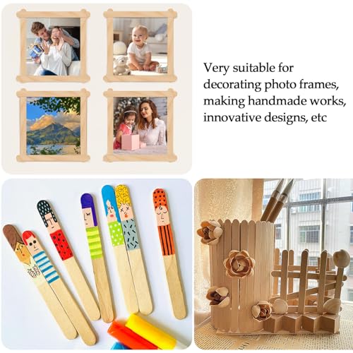 KTOJOY 200 Pcs Craft Sticks Ice Cream Sticks Natural Wood - Product Imagery