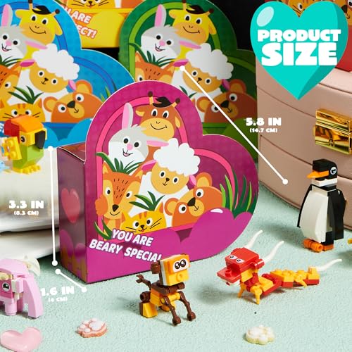 JOYIN 24 Packs Valentines Animal Building Blocks with Hearts - Product Imagery