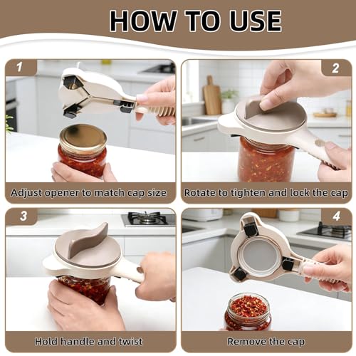 4-in-1 Adjustable Jar Opener, Bottle Gripper Tool - Product Imagery