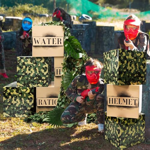 19 Pcs Camo Boxes Decor Army Party Decorations for Jungle Camo - Product Imagery