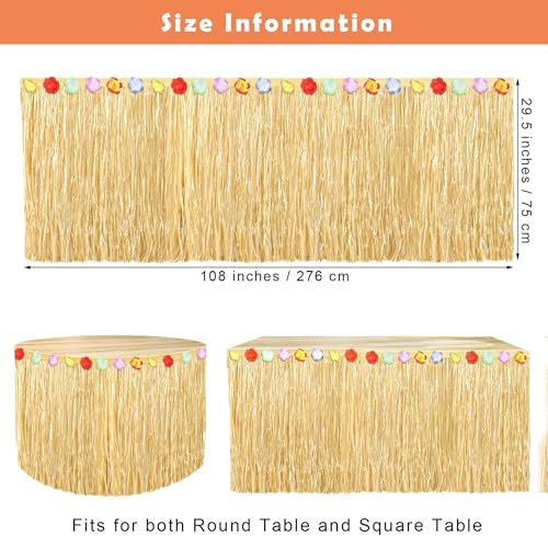 Luau Grass Table Skirt, Straw Yellow, 9 Feet x 29.5 Inch - Product Imagery