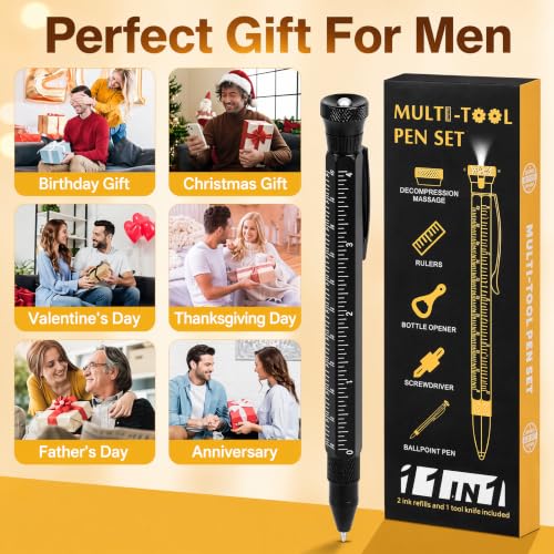 Birthday Gifts for Men, 11 in 1 Multitool Pen EDC Tactical Pen - Product Imagery