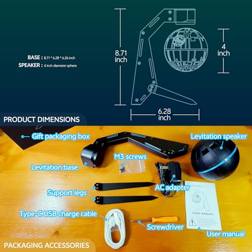 Magnetic Levitation Bluetooth Speaker, Floating & Spinning, - Product Imagery