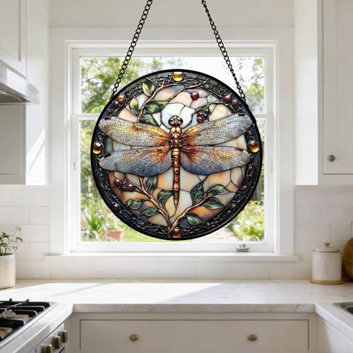 Dragonfly Stained Glass Window Hanging Suncatcher Gifts for - Product Imagery