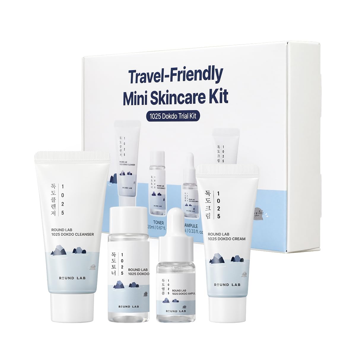ROUND LAB 1025 Dokdo Hydrating Mini Kit 4-Step Skincare Set - ROUND LAB