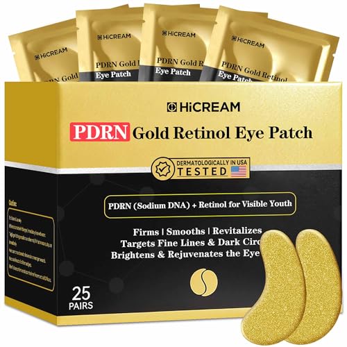 PDRN Under Eye Patches, 25 Pairs Retinol & Caffeine Eye Mask, - Product Imagery