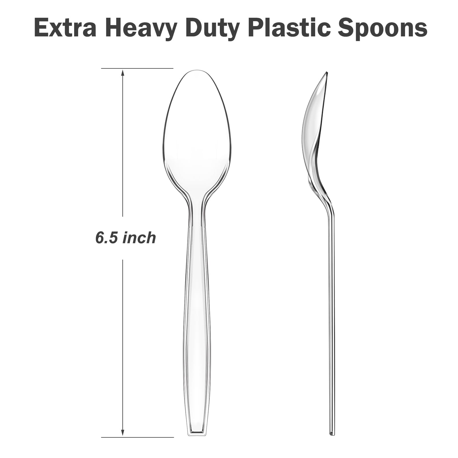 Dealusy 100 Count Clear Plastic Spoons Disposable - Dealusy Official Product View 3