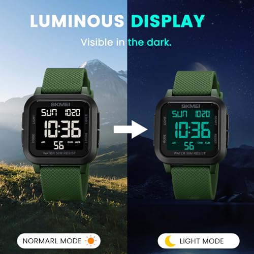 SKMEI Watches for Men,Military Square Ultra-Thin Digital Women - Product Imagery